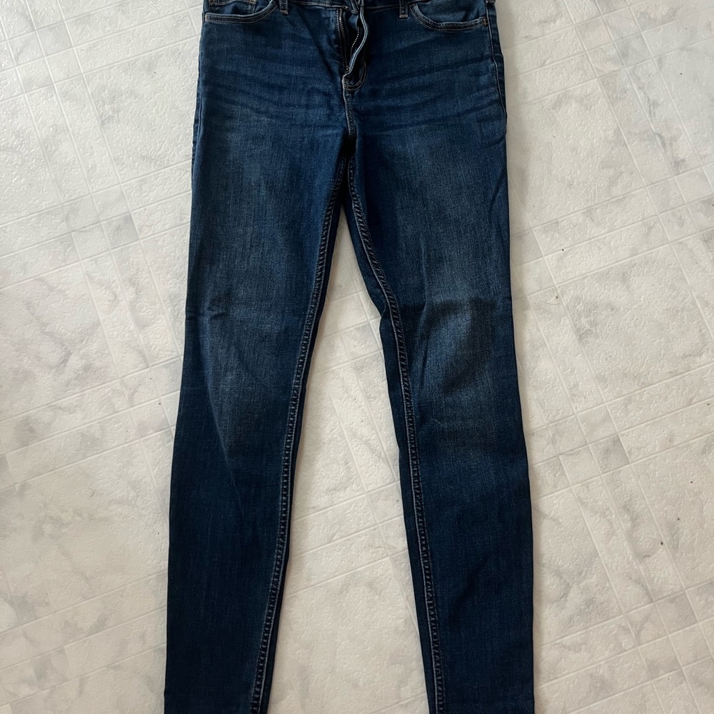 Hollister Blue Skinny Jeans with Faded Detail